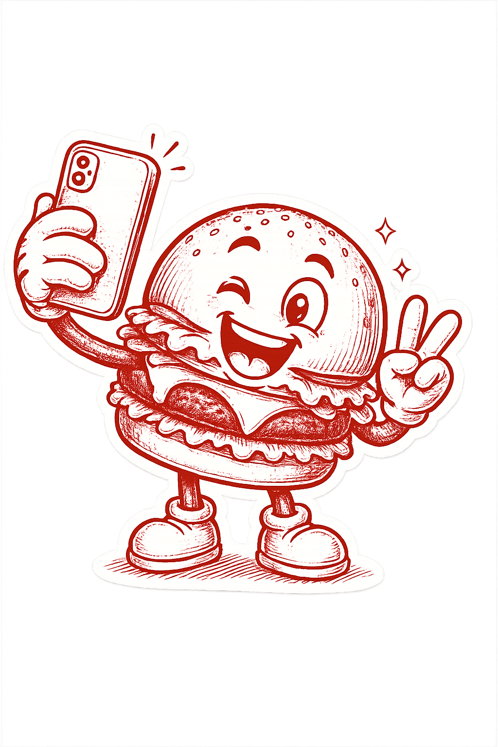 Burger Selfie Sticker